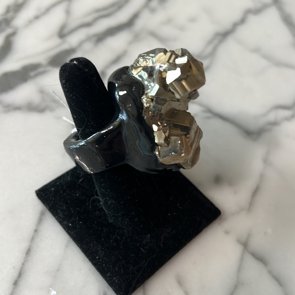 Huge Statement Ring Gold Ring Black Ring - image 4